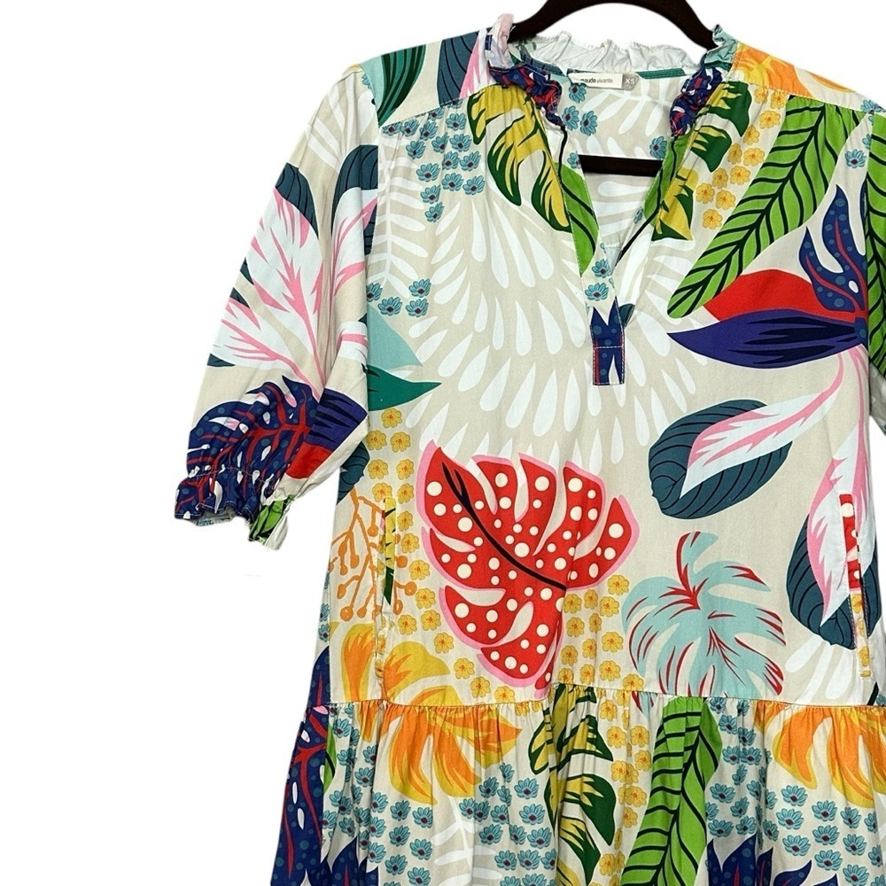 Maude Vivante Vanilla Forest Sasha Midi Dress Tropical Print Dress Size XS - Picture 4 of 13